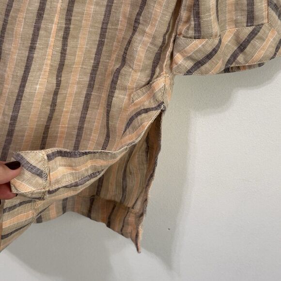 Brooks Brothers Linen Tunic S Swim Cover Stripes Summer Classic 3/4 Sleeve Top - Picture 6 of 12